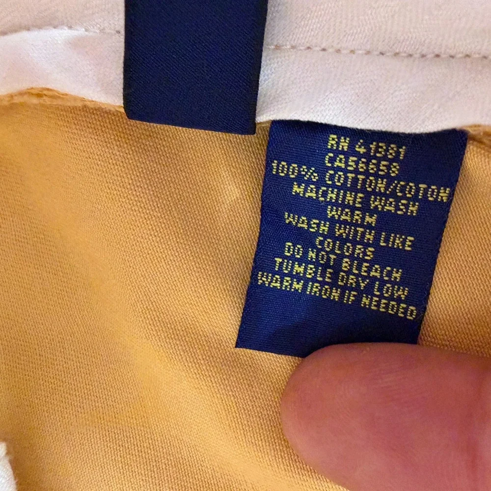 Polo Ralph Lauren Pant Mens 35x32 Yellow Cotton Chino Straight Classic Business